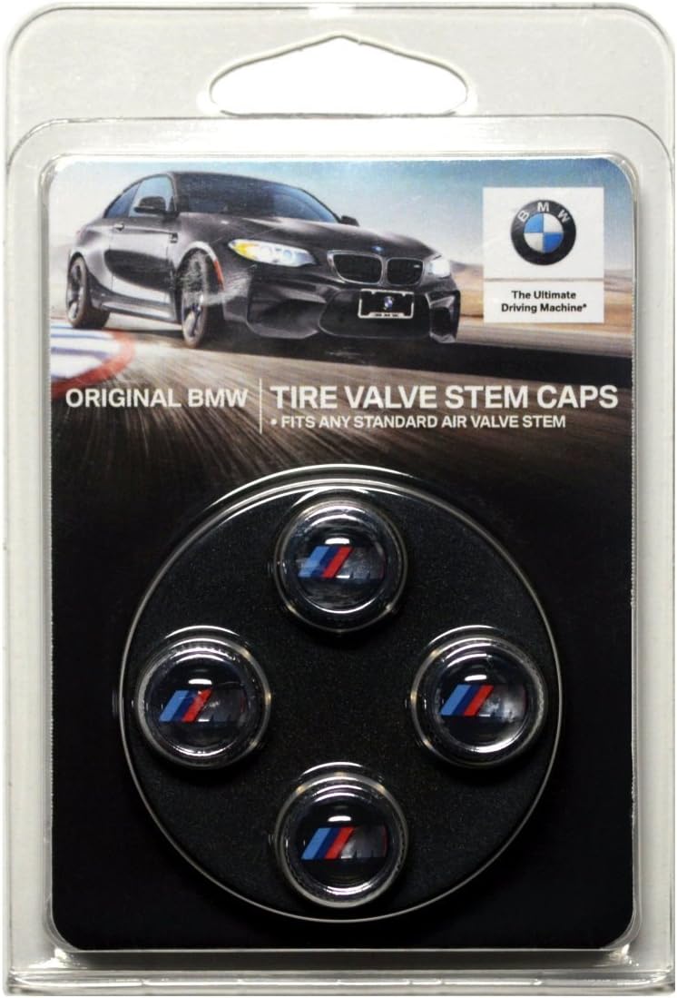 BMW Genuine Factory OEM 36110421543 Valve Stem Caps M Logo (Set of 4)