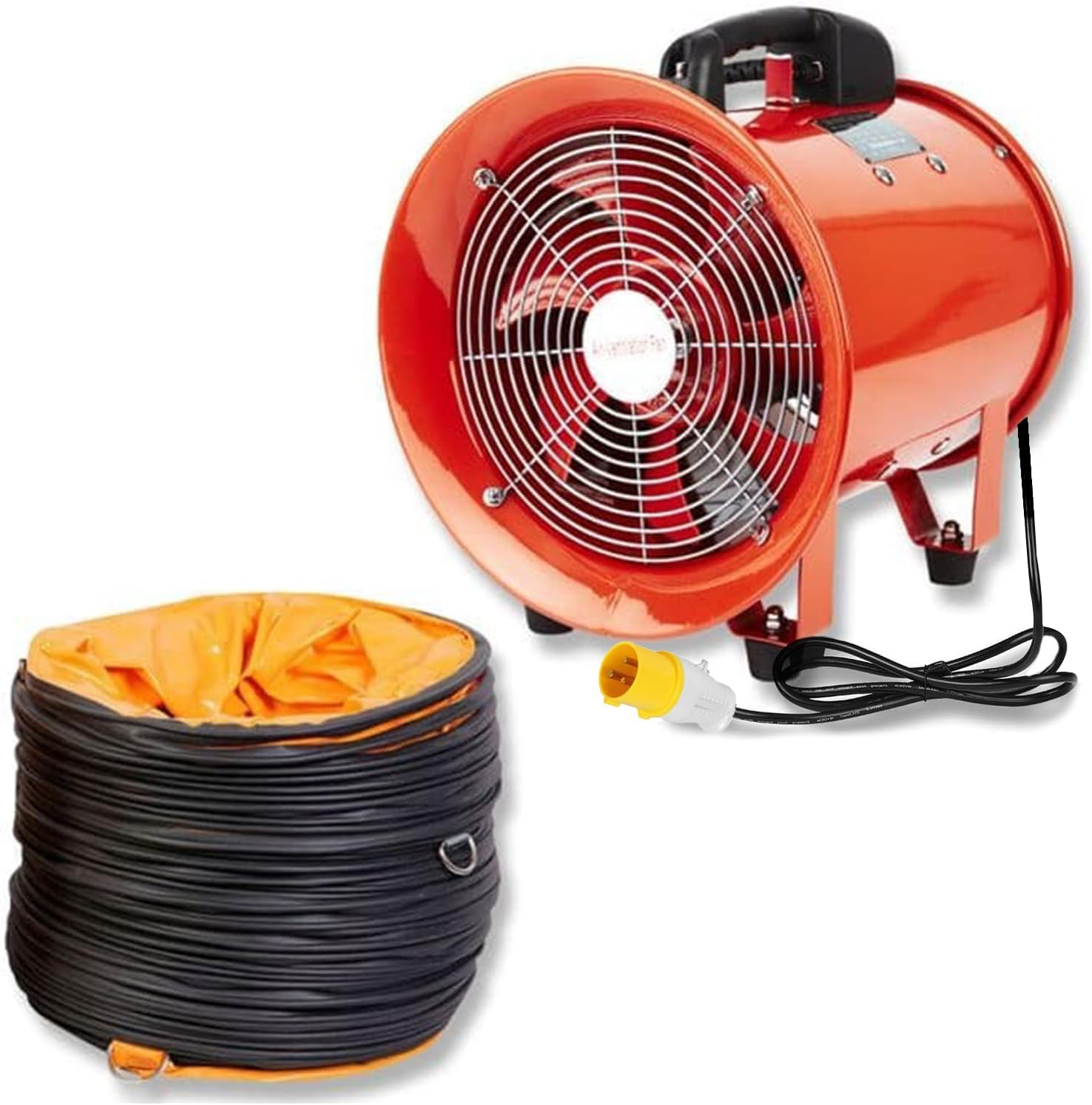 Portable Axial Ventilation Commercial Fume Extractor Blower Fan comes with Free PVC Flexible Duct Hose 5m long & one year Guarantee 110v (10" Inches Fan & Duct)