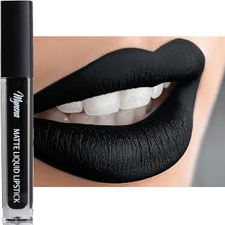 Mynena Black Long-Lasting Matte Liquid Lipstick | Intense Color, Smudge-Proof & Waterproof | Comfortable, Hydrating Shea Butter | Vegan & Cruelty-Free| Linda