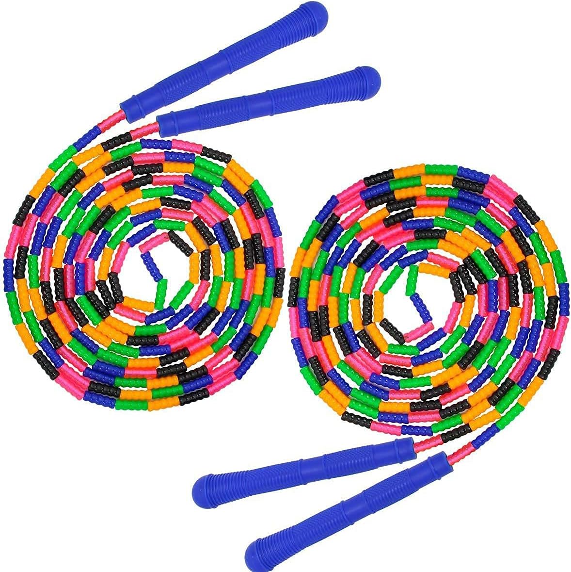 Coolrunner 16 FT Long Jump Rope(2 PACK), Double Dutch Jump Ropes, Soft Beaded Skipping for Kids Adults, Plastic Segmented Long Enough for 4-5 Jumpers