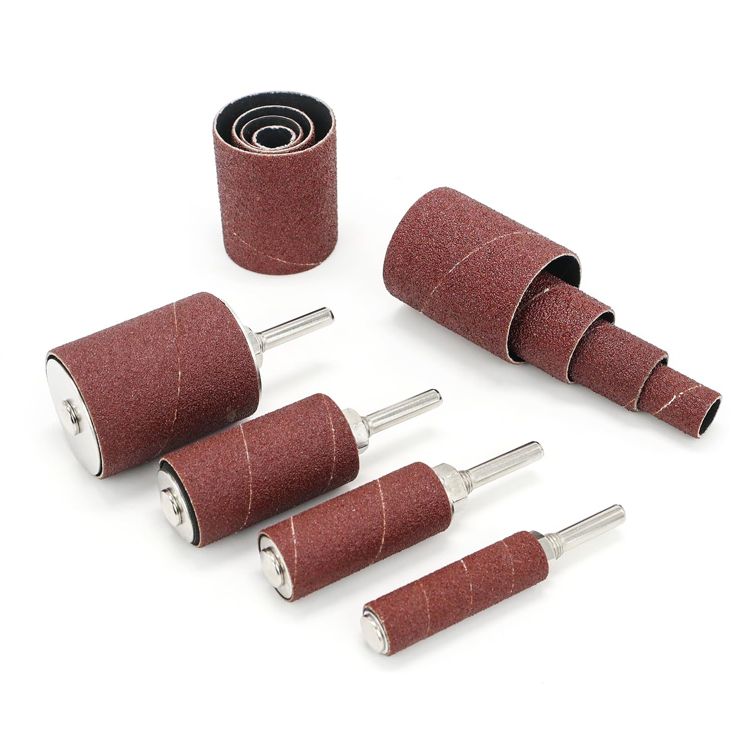 2”Long Sanding Drums and Sleeves Set with 1/4”Shank for Drill or Drill Press, Sanding Drum Kit for Sanding Smoothing Shaping Polishing Fiberglass Wood Metals, 60,80,120 Grit-16pack
