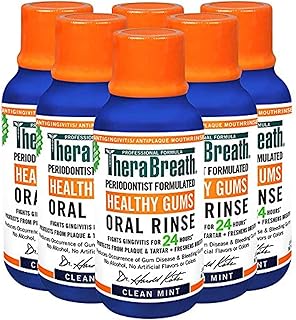 TheraBreath Healthy Gums Periodontist Formulated 24-Hour Oral Rinse, Clean Mint, 3 Ounce (Pack of 6)
