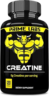 Prime Labs Creatine Pills - Creatine Monohydrate Capsules for Men & Women - 5g (5000mg) Pure Creatine per Serving - Muscle Growth, Muscle Recovery, Brain Function - Workout Supplement - 120 Count