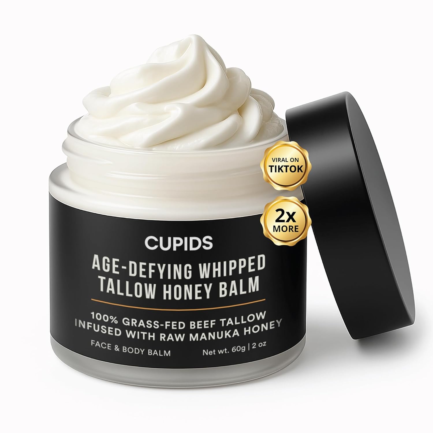 Tallow and Honey Balm for Face - Grass Fed Beef Tallow Moisturizer with Raw Manuka Honey, Olive Oil, Beeswax & Vitamin E - Nourishing Balm for Skin Hydration