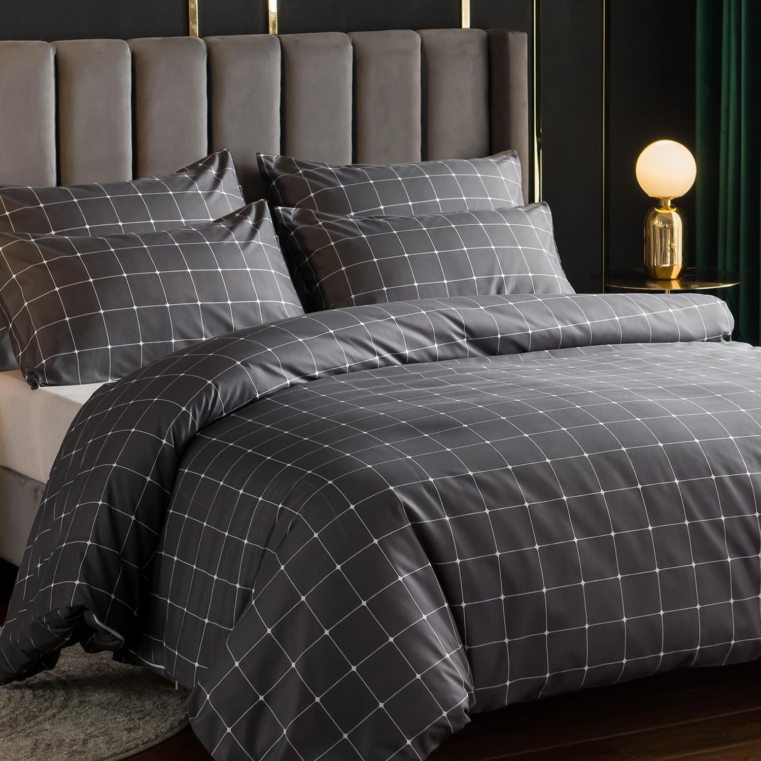 Lazzaro Double Duvet Set - Premium Microfiber Reversible Double Duvet Cover (200 x 200 cm) 3 PCs - Ultrasoft Hypoallergenic Luxury Quilt Cover Bedding Sets with Zipper Closure