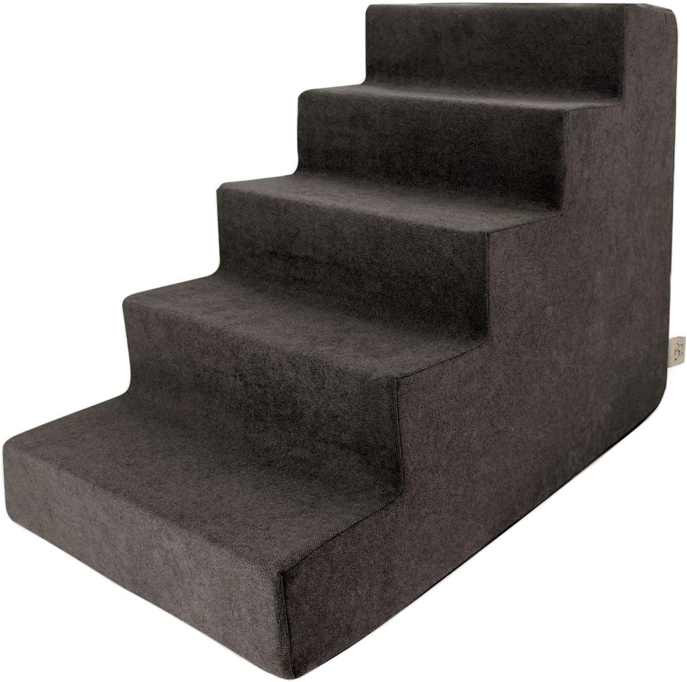 Best Pet Supplies Dog Stairs for Small Dogs & Cats, Foam Pet Steps Portable Ramp for Couch Sofa and High Bed Non-Slip Balanced Indoor Step Support, Paw Safe No Assembly - Dark Brown, 5-Step