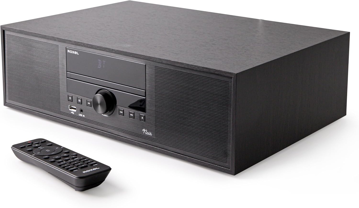 Roxel Noir All-In-One Micro Hi-Fi System and DAB Radio, Compact, CD Player with FM and DAB+ Digital Radio, Wireless BT, USB, MP3, AUX in, Stereo speakers, Remote Control Included