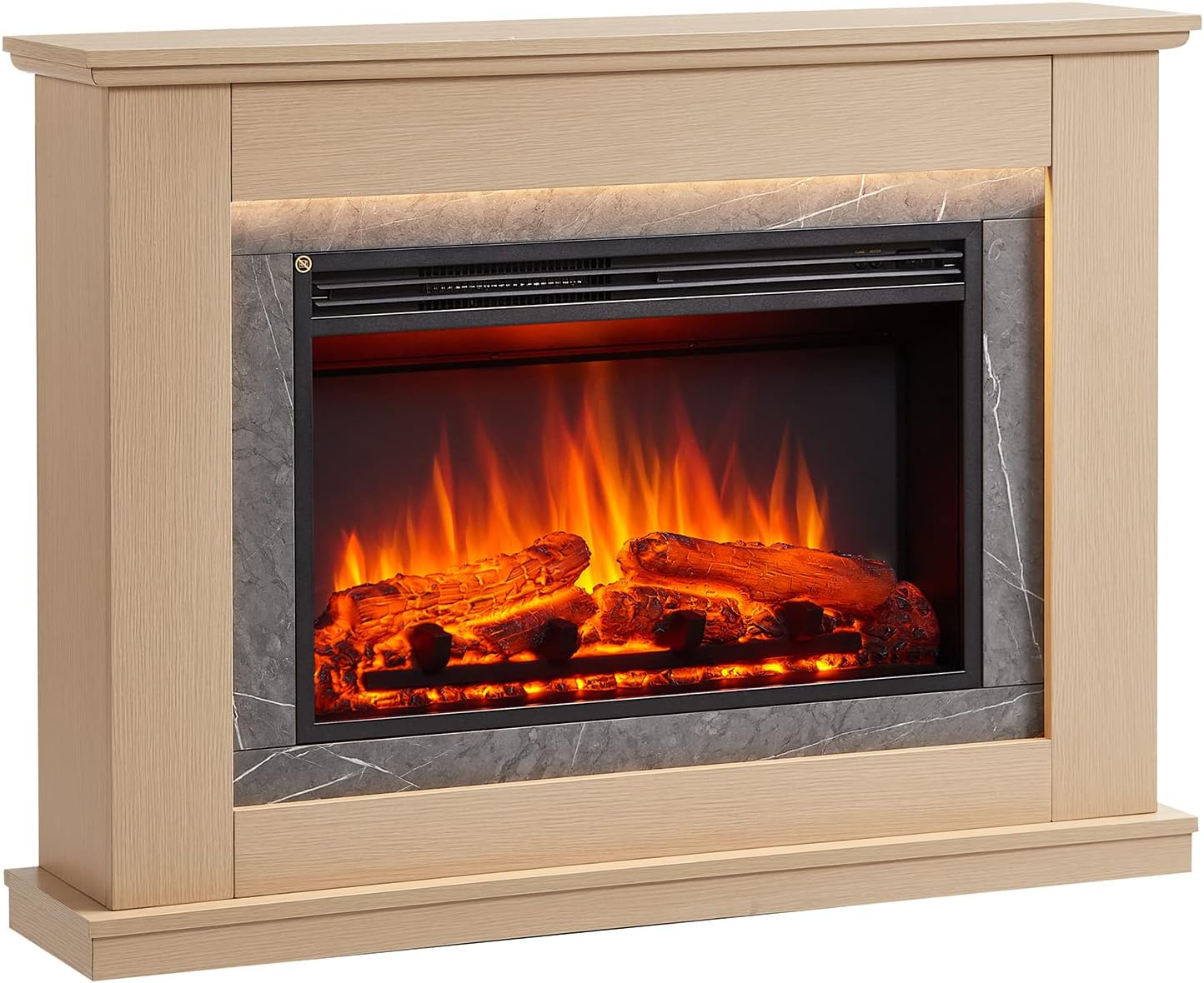 FLAMME Casella Electric Fireplace with 43’’ Surround Freestanding 2000W Heater Remote Natural Oak
