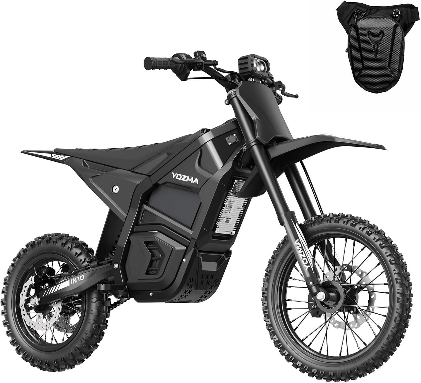 Yozma IN10 Electric Dirt Bike, 3000W Peak Mid- Drive Motor, 40 Mph Max Speed Ebike, 48V 23.4AH Bttery with 45 Miles Max Range, 14''/12'' Off-Road Tires, Hydraulic Brakes & Dual Shock Absorption