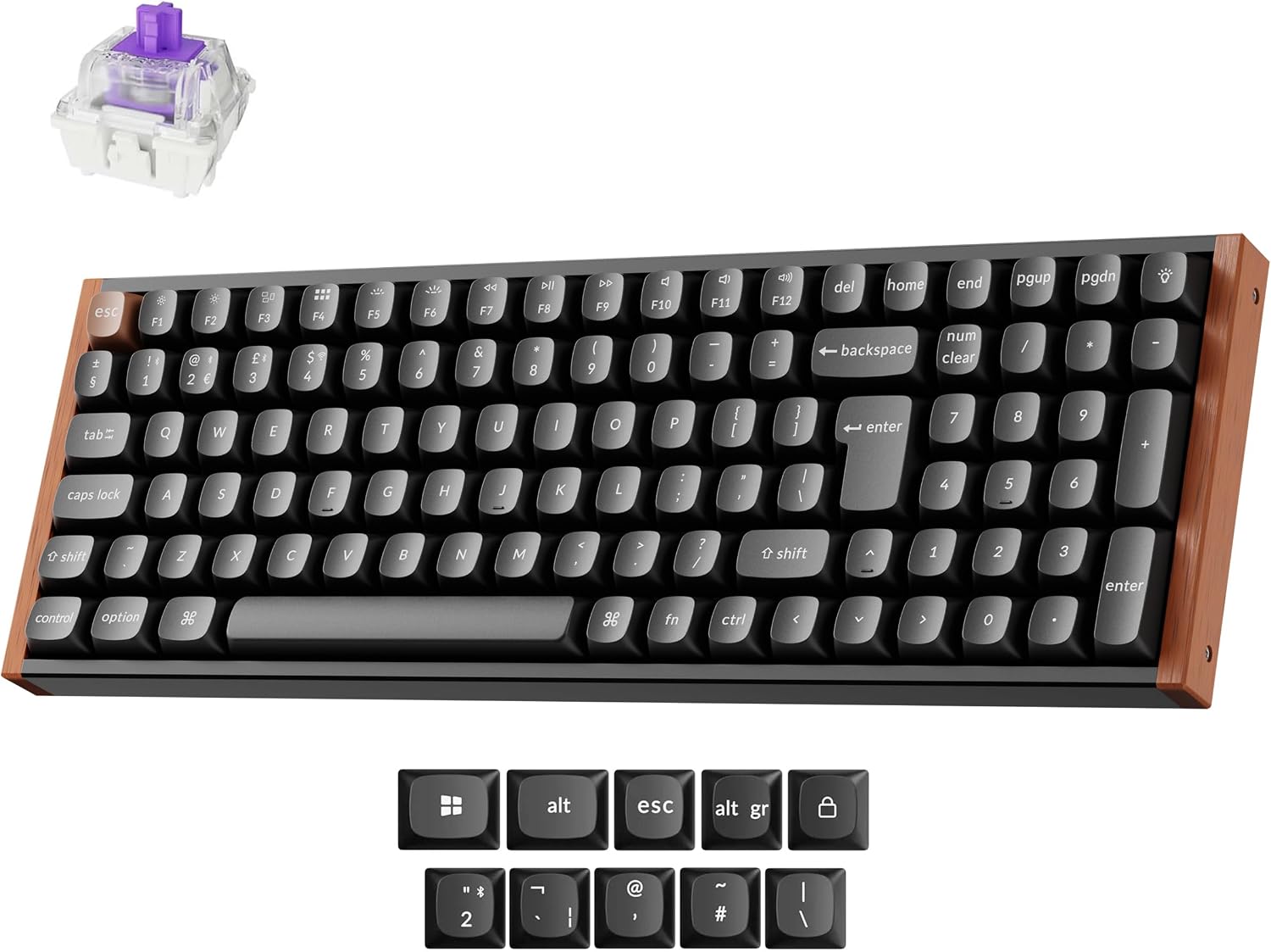 Keychron K4 HE 96% Wireless RGB Hall Effect Keyboard - Gateron Magnetic Linear Switches, Rapid Trigger, QMK Bluetooth 5.2 & 2.4GHz, Aluminium & Rosewood Frame (Black) for Mac/Windows/Linux - UK Layout