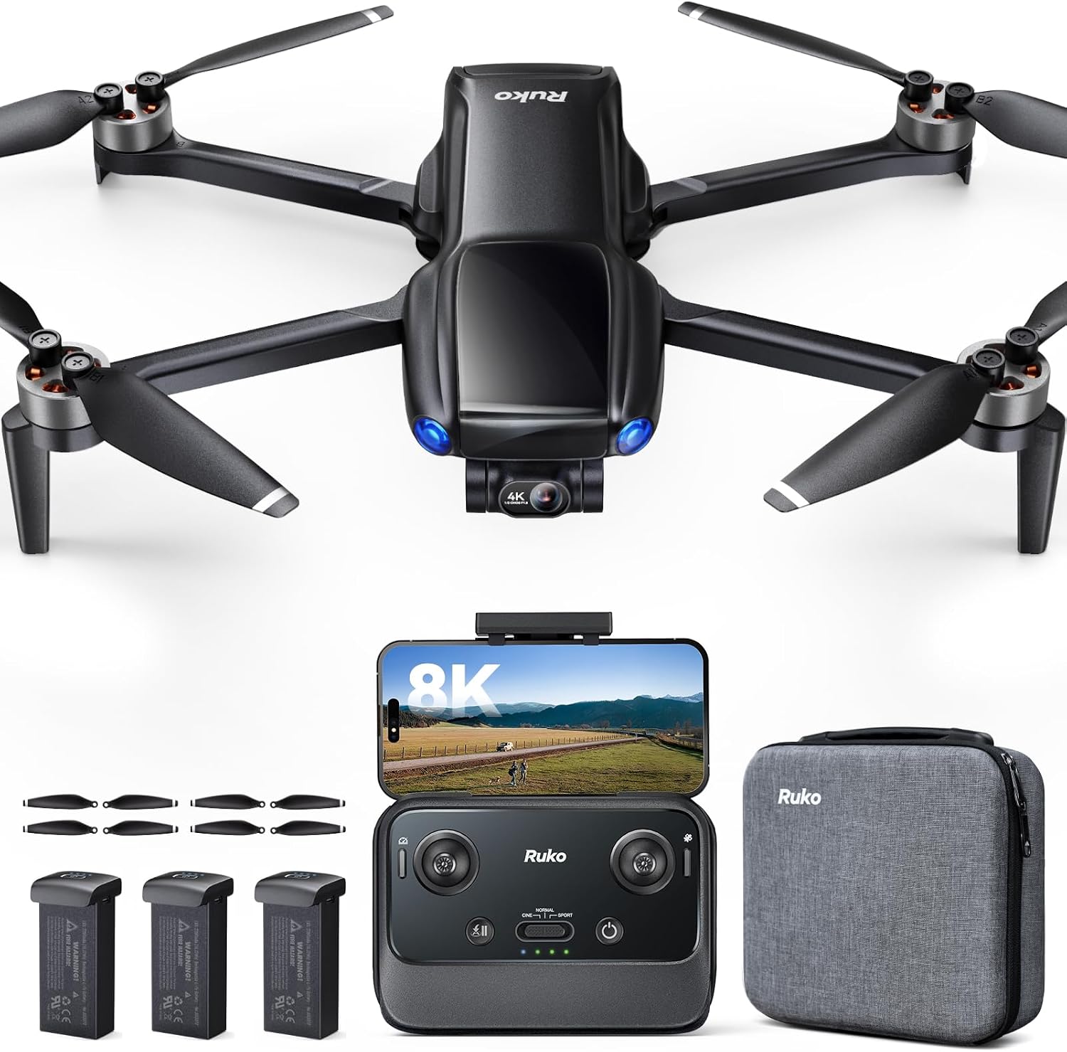 Ruko Drone with Camera for Adults 4K Video & 8K Photo, 96 Mins Flight Time