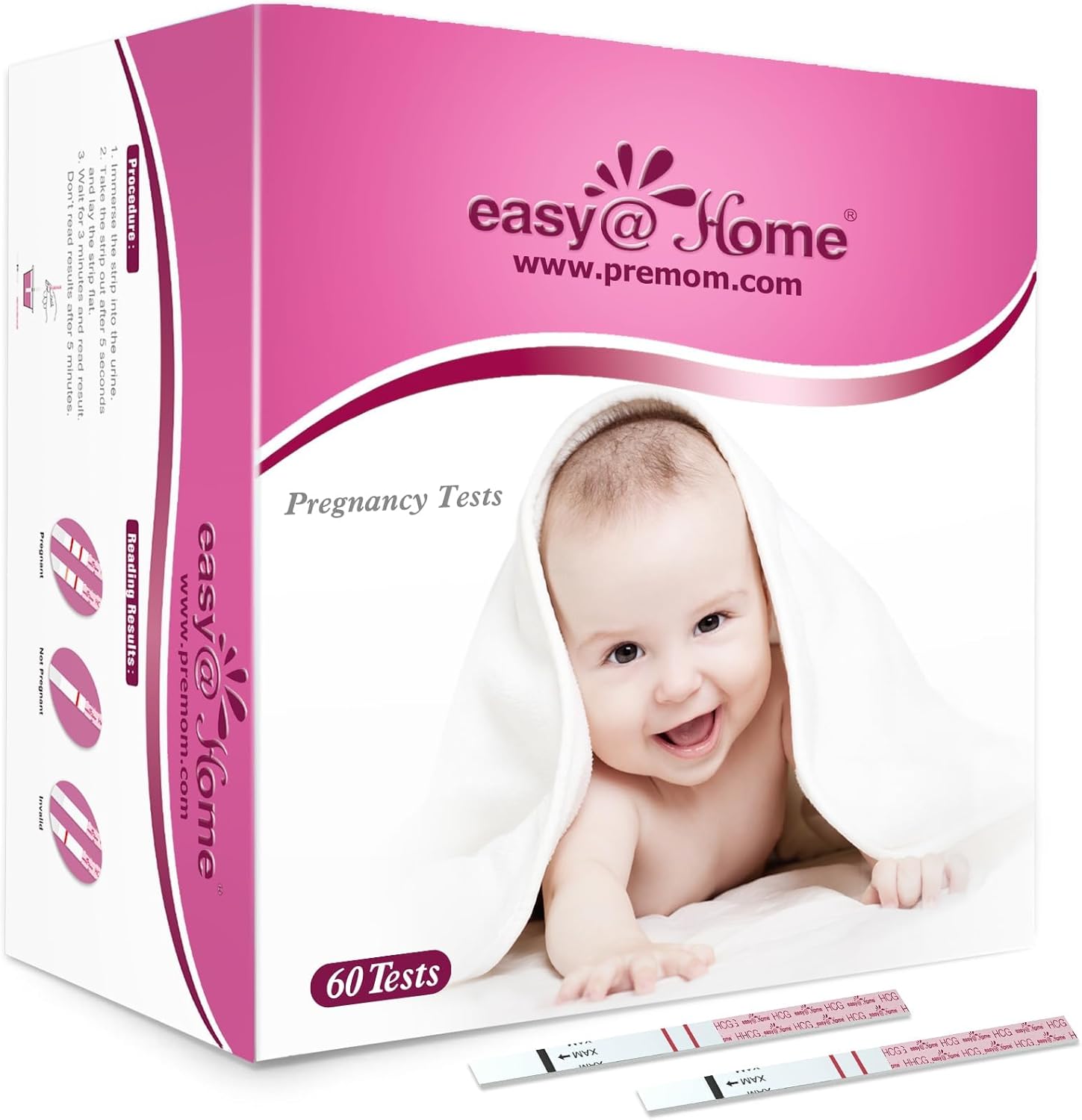 Easy@Home 60 Pregnancy Tests: Early Detection Precise Results Pregnancy Test Strips - Bulk Pregnancy Strips - 60 hCG Test Strips
