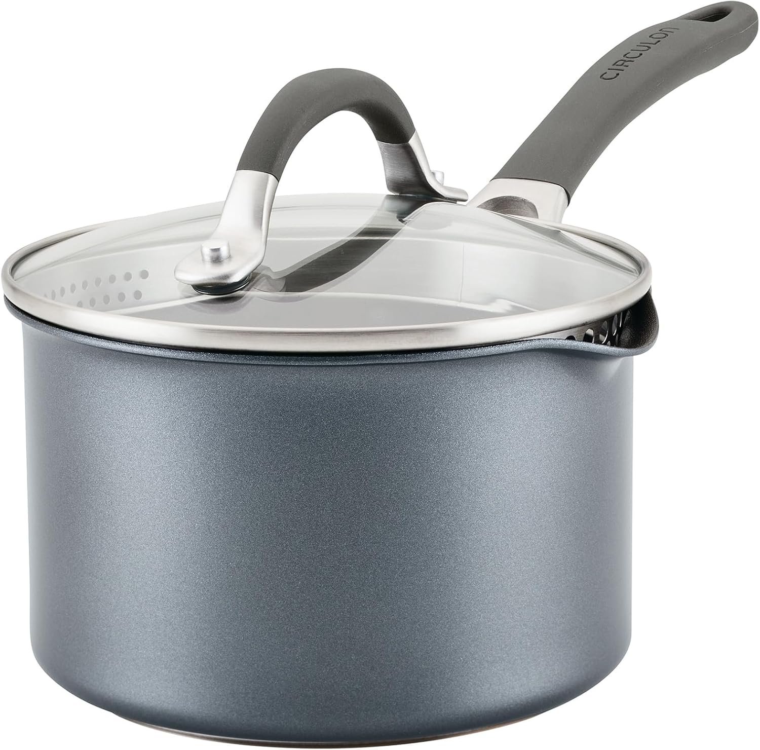 Circulon A1 Series Nonstick Straining Sauce Pan with Lid, 2-Quart, Graphite