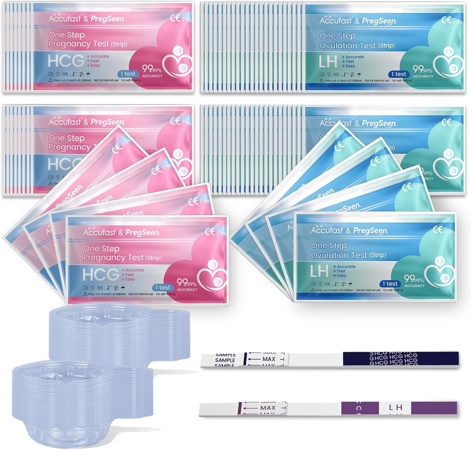 Accufast Ovulation & Pregnancy Test Kit – 50 LH Ovulation Strips + 20 hCG Early Detection Pregnancy Strips | Fertility Tracking Combo Kit for Women Trying to Conceive at Home - 2 Month Supply