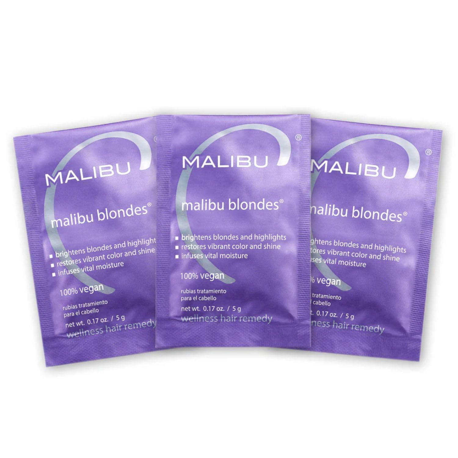 Malibu C Blondes Wellness Remedy - Removes Discoloration from Bleached, Highlighted or Natural Blonde Hair + Restores Vibrance and Shine with Vitamin C Complex (3 Packets)