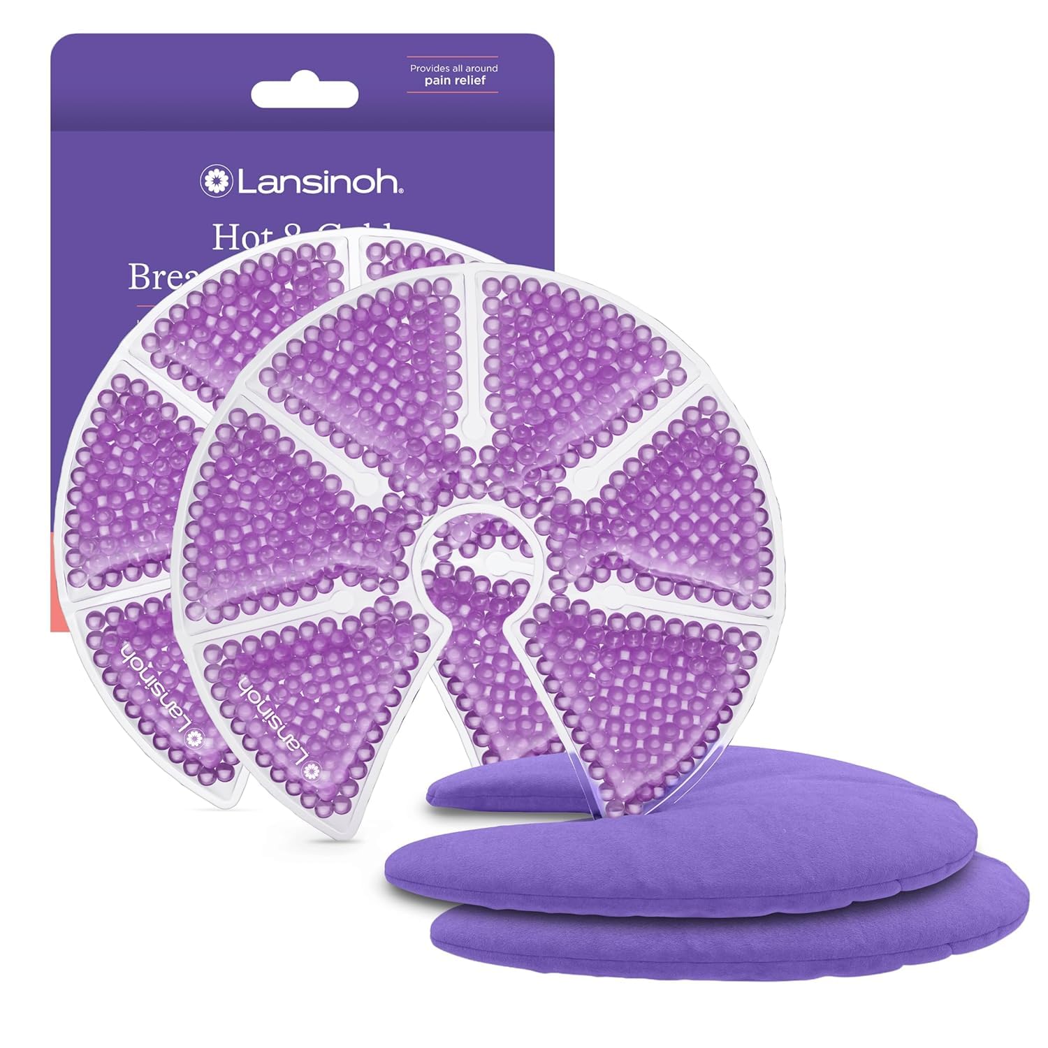 Lansinoh Breast Therapy Packs, Hot and Cold Breast-Pads with 2 Soft Covers, Postpartum Essentials for Nipple Pain Relief, Mastitis, Engorgement, Support for Breastfeeding and Pump Aid, 2 Pack