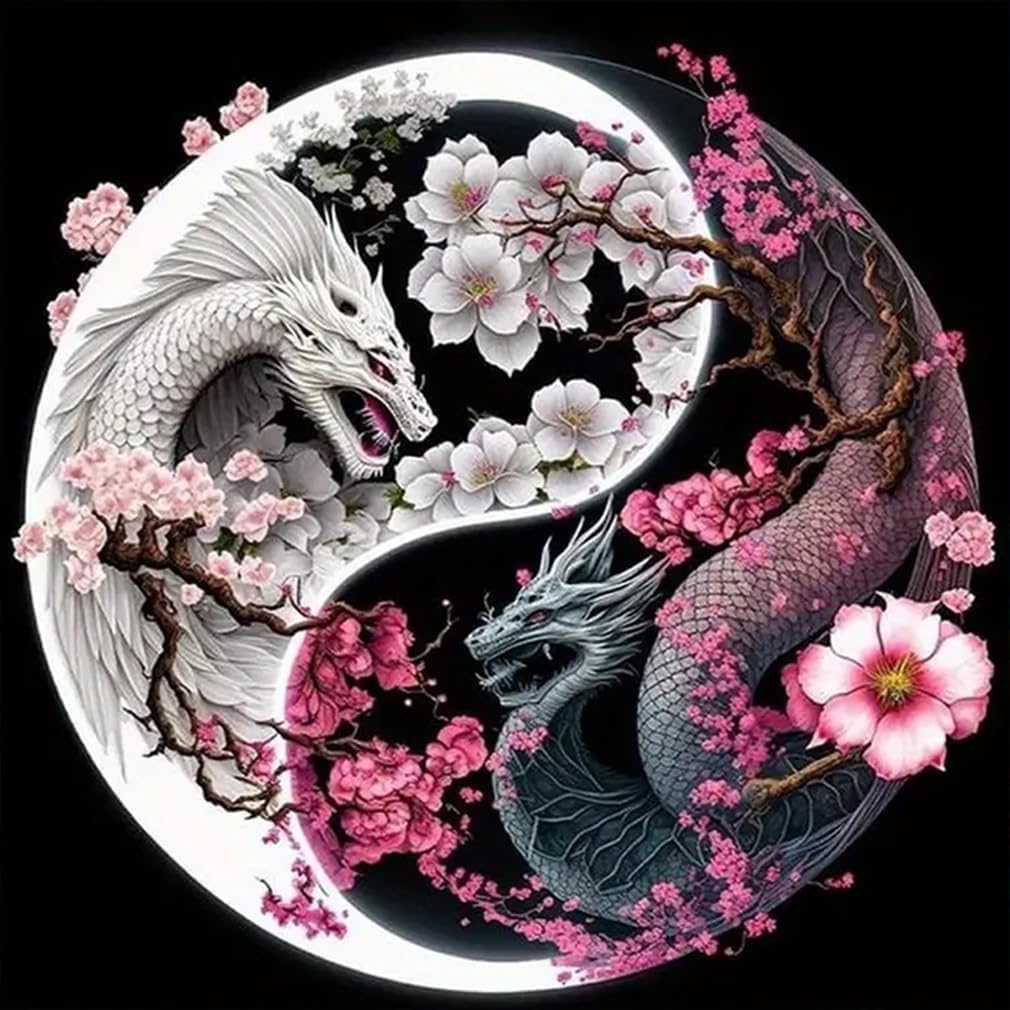 Dragon Stamped Cross Stitch Kits for Beginner, Needlepoint Counted Cross Stitch Kits for Adults, 11 CT Patterns Dimensions Counted Arts Craft Kits 14x14in (Without Frame)