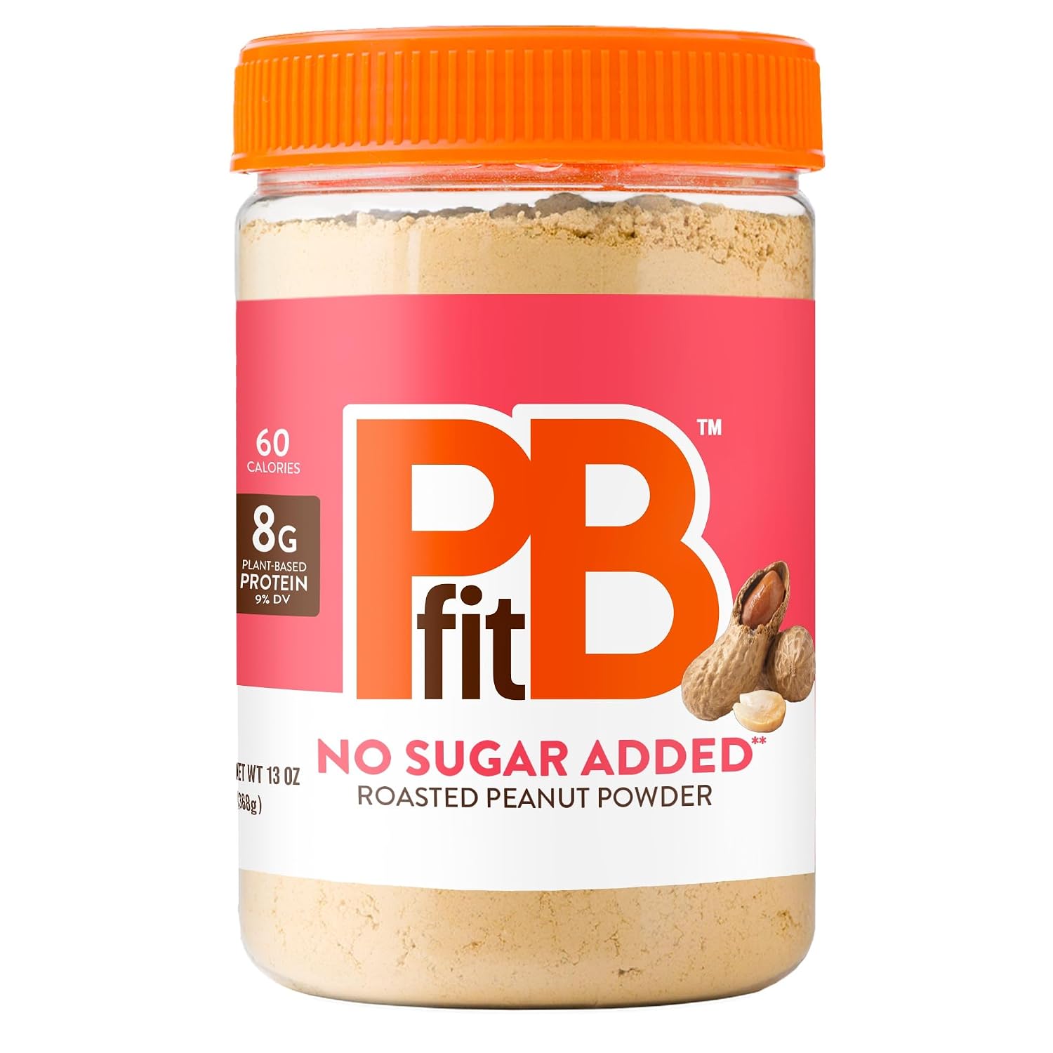 PBfit No Sugar Added Peanut Butter Powder, Powdered Peanut Butter Spread from Real Roasted Peanuts, 8g Protein, Made with Erythritol and Monk Fruit, 13 Ounce (Pack of 1)