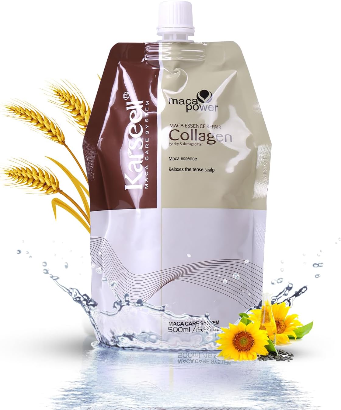 Karseell Hair Mask Collagen Maca Essence Deep Repair Argan Oil Hair Masks for Dry Damaged Hair All Hair Types 500ml