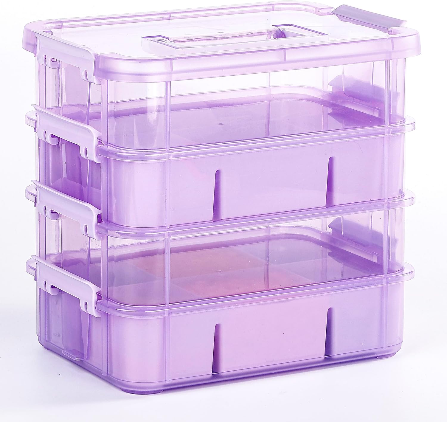 Art Supply Storage Organizer with 2 Removable Trays, 4-Layer 11QT Durable Craft Organizers and Storage for Sewing, Tool, Office Supplies, Art, Craft Supplies(Purple)