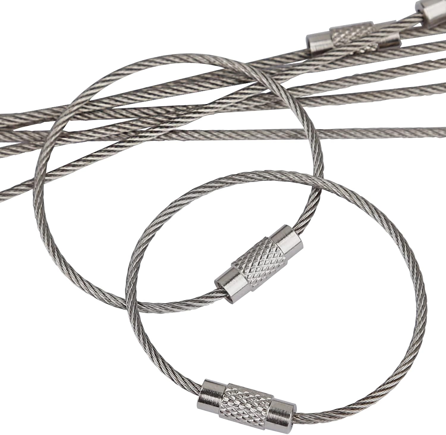 Pawfly 4"/5"/6"/10" Wire Keychain Cable Key Ring Loop Holder 20/50/100Pcs