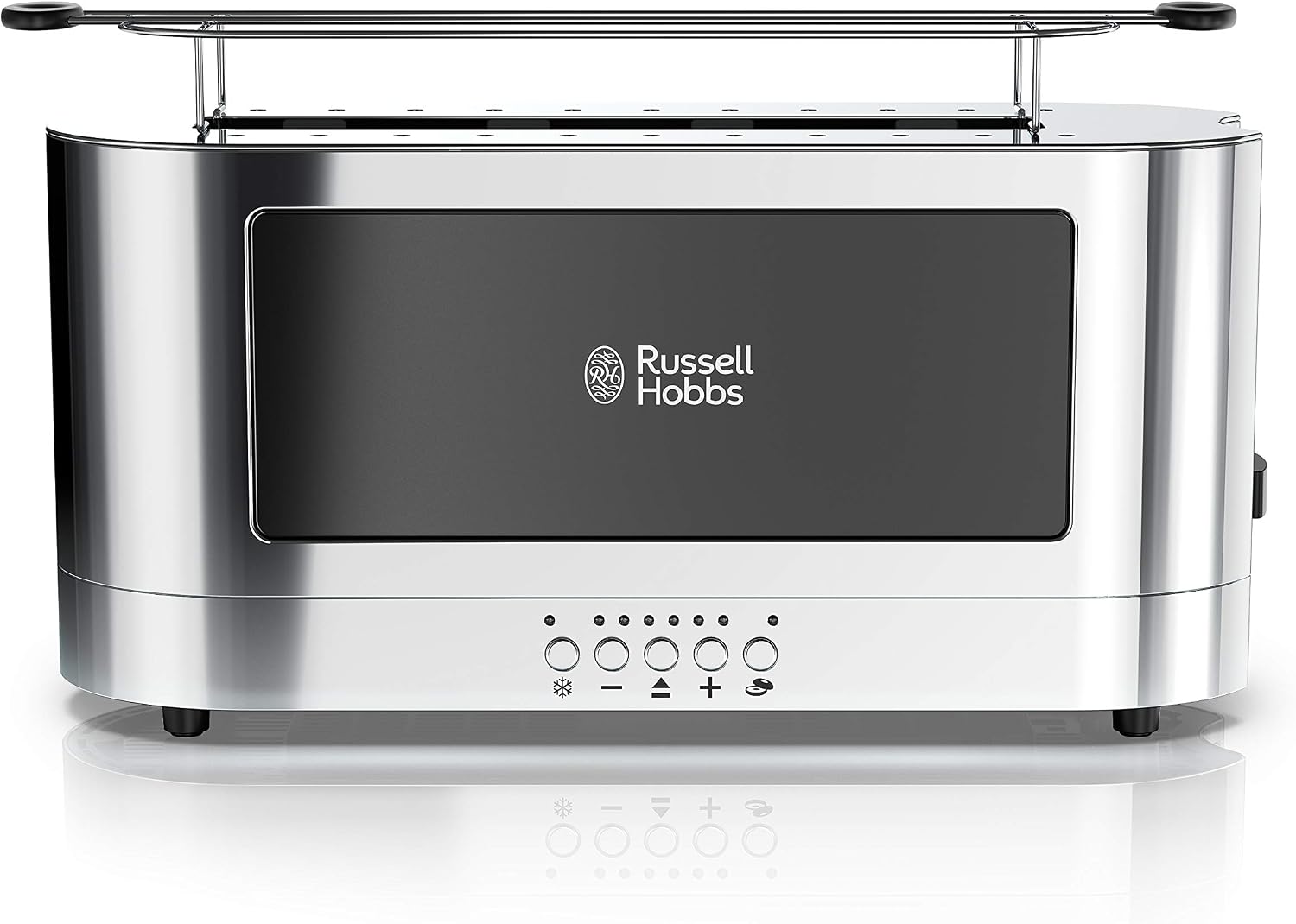 Russell Hobbs 2-Slice Glass Accent Long Toaster, Black & Stainless Steel, TRL9300BKR