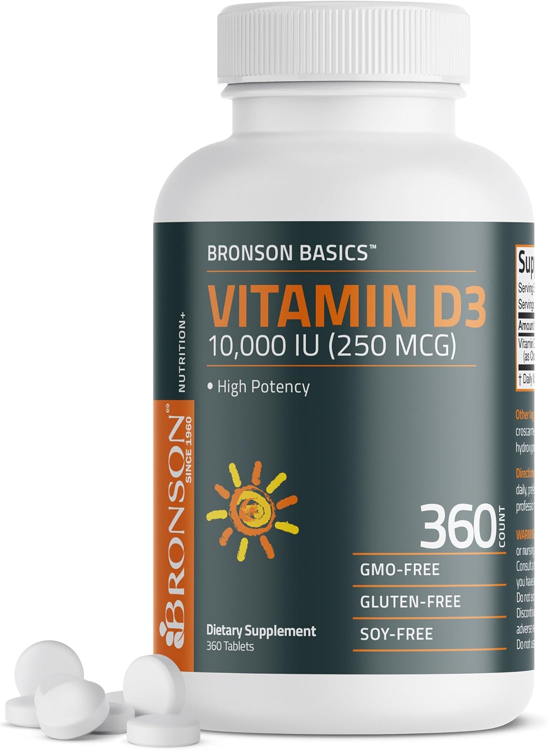 Bronson Vitamin D3 10,000 IU (250 mcg) Immune & Muscle Support, 360 Tablets