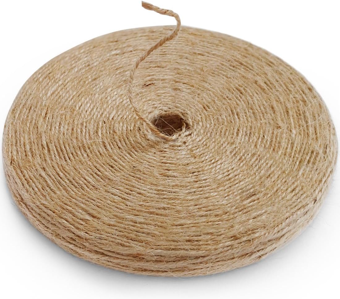 PerkHomy Natural Jute Twine 600 Feet Long Twine String for Crafts Gift Wrapping Packing Gardening Crochet Knitting Macrame Decor (Brown 600feet Flat)