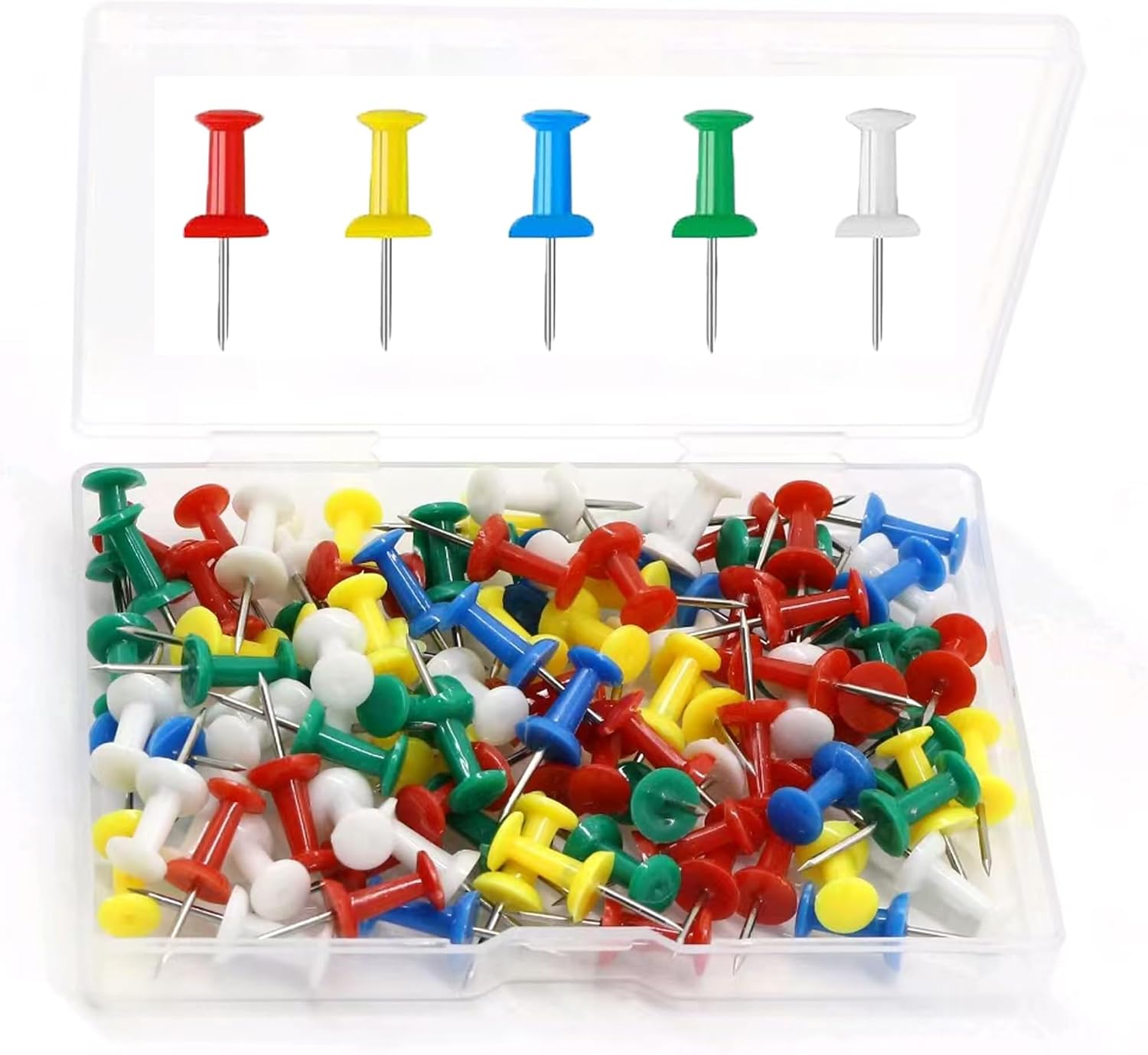 200PCS Multicolor Heavy Duty Push Pins - Rust-Resistant Thumb Tacks for Bulletin Cork Board, Map & Notice Board with Storage Box | Office Classroom Organization Supplies