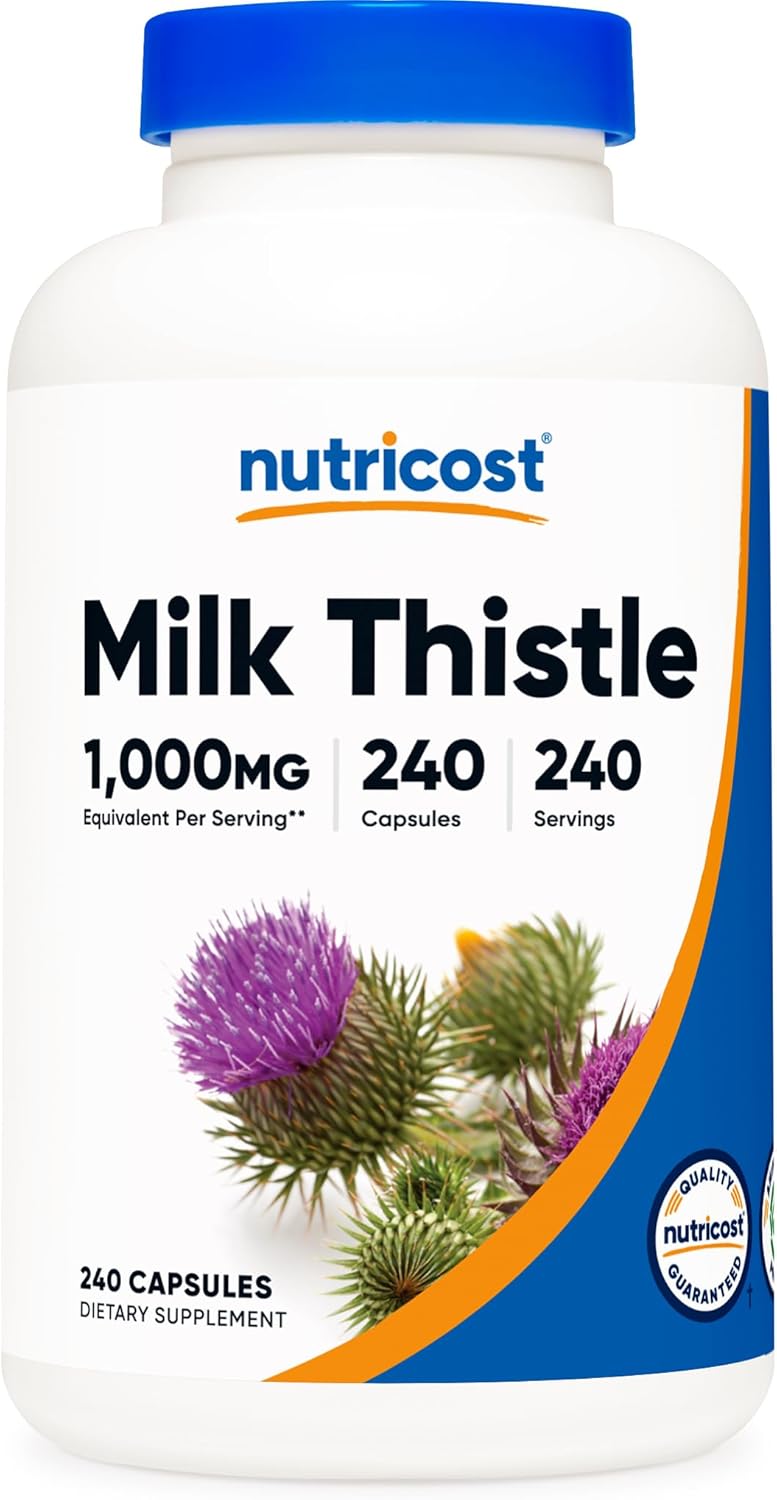 Nutricost Milk Thistle 250mg (1000mg Equivalent), 240 Vegetarian Capsules - 4:1 Extract - Non-GMO and Gluten Free
