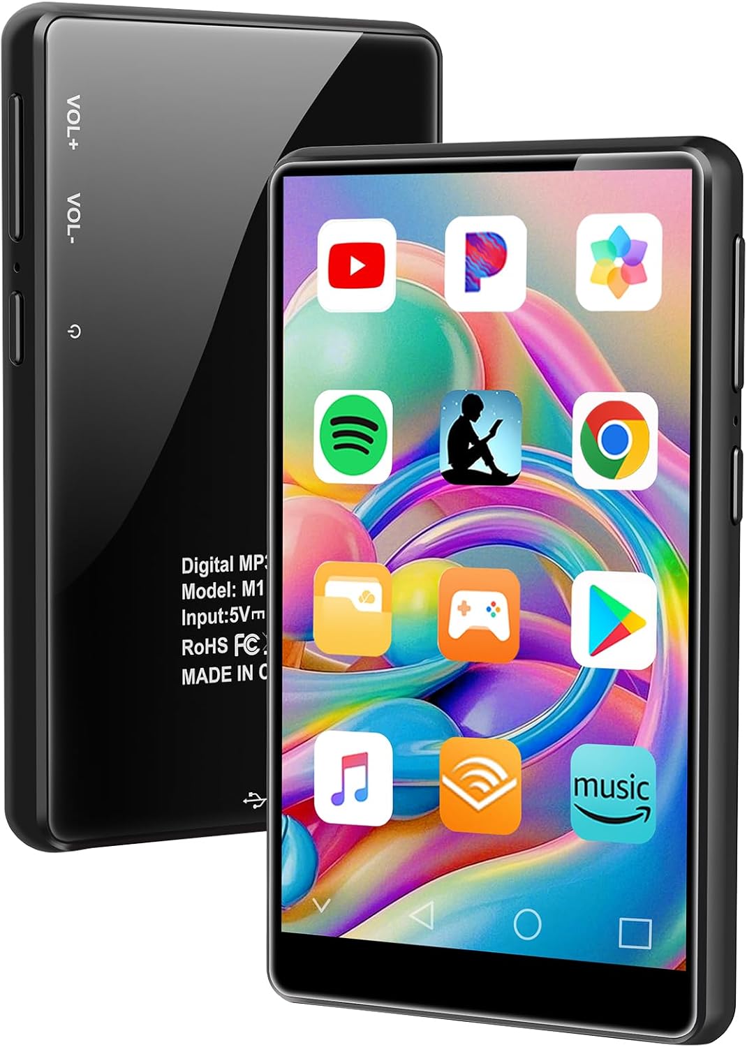 MP3 Player with Bluetooth and WiFi, 3GB RAM 32GB ROM, 4" Touch Screen, Parental Control, GMS, Android MP4 Player Compatible with Spotify, Audible, Music, FM, E-Book, Educational, Games