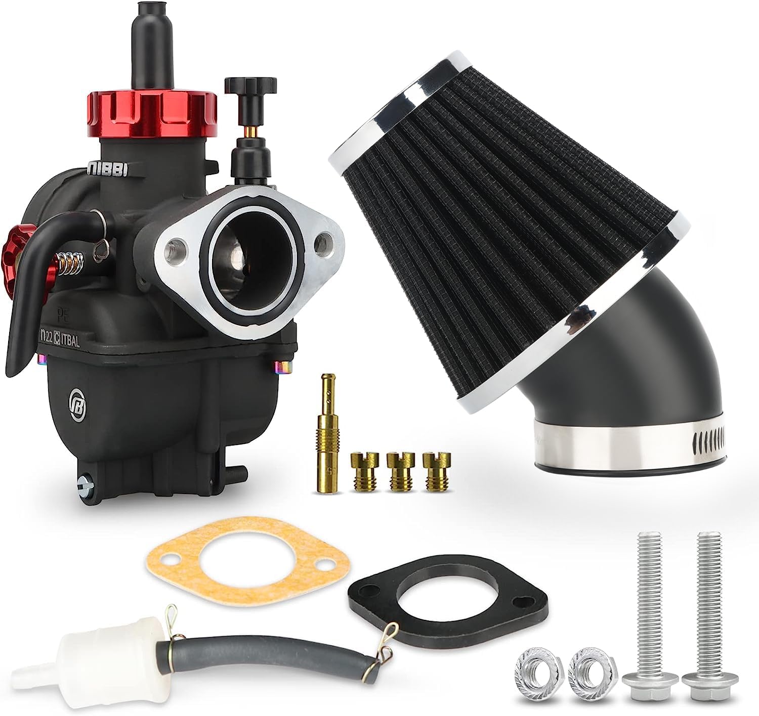 NIBBI PE22 Carburetor Kit, 22mm Carburetor with Carb Jets - Fit for 110cc 125cc 130cc Dirt Bike Pit Bike Apollo TaoTao Lifan Kayo SSR