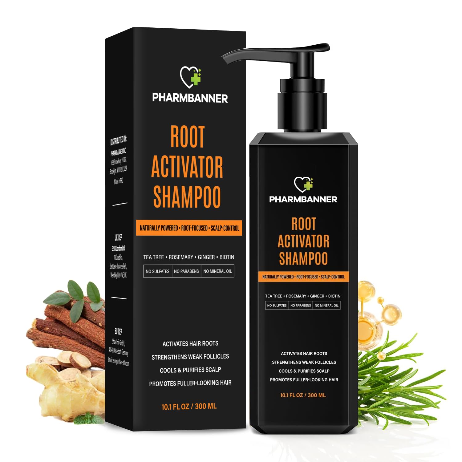 Root Activator Shampoo for Men and Women – Rosemary & Boiton Hair Growth Shampoo for Thinning Hair, Hair Loss & Scalp Health – Natural Herbal Formula with Cooling Sensation – Sulfate-Free – 10.1 fl oz