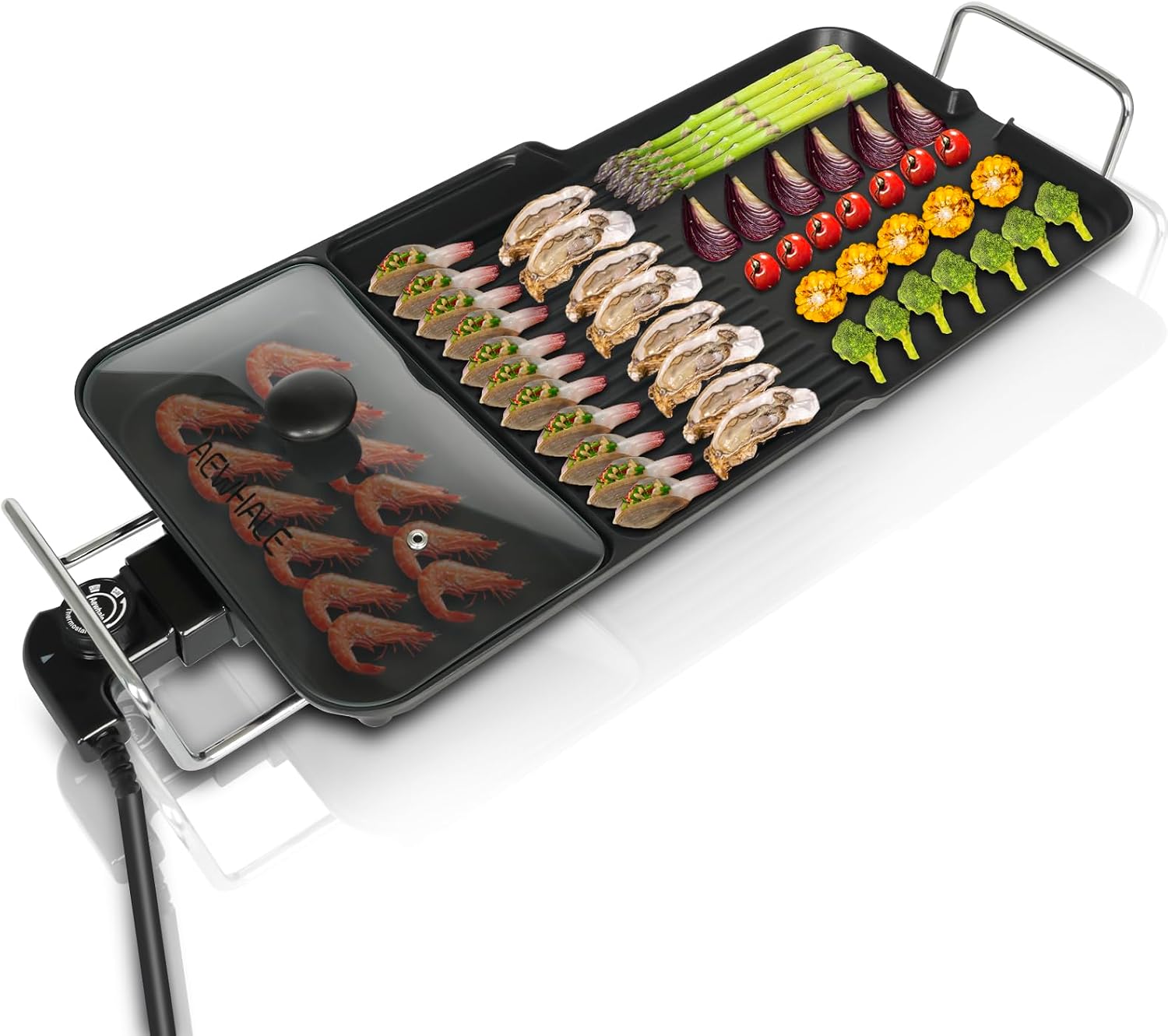 AEWHALE 3-in-1 Electric Grill Plate,Tabletop Grill 2000W XL