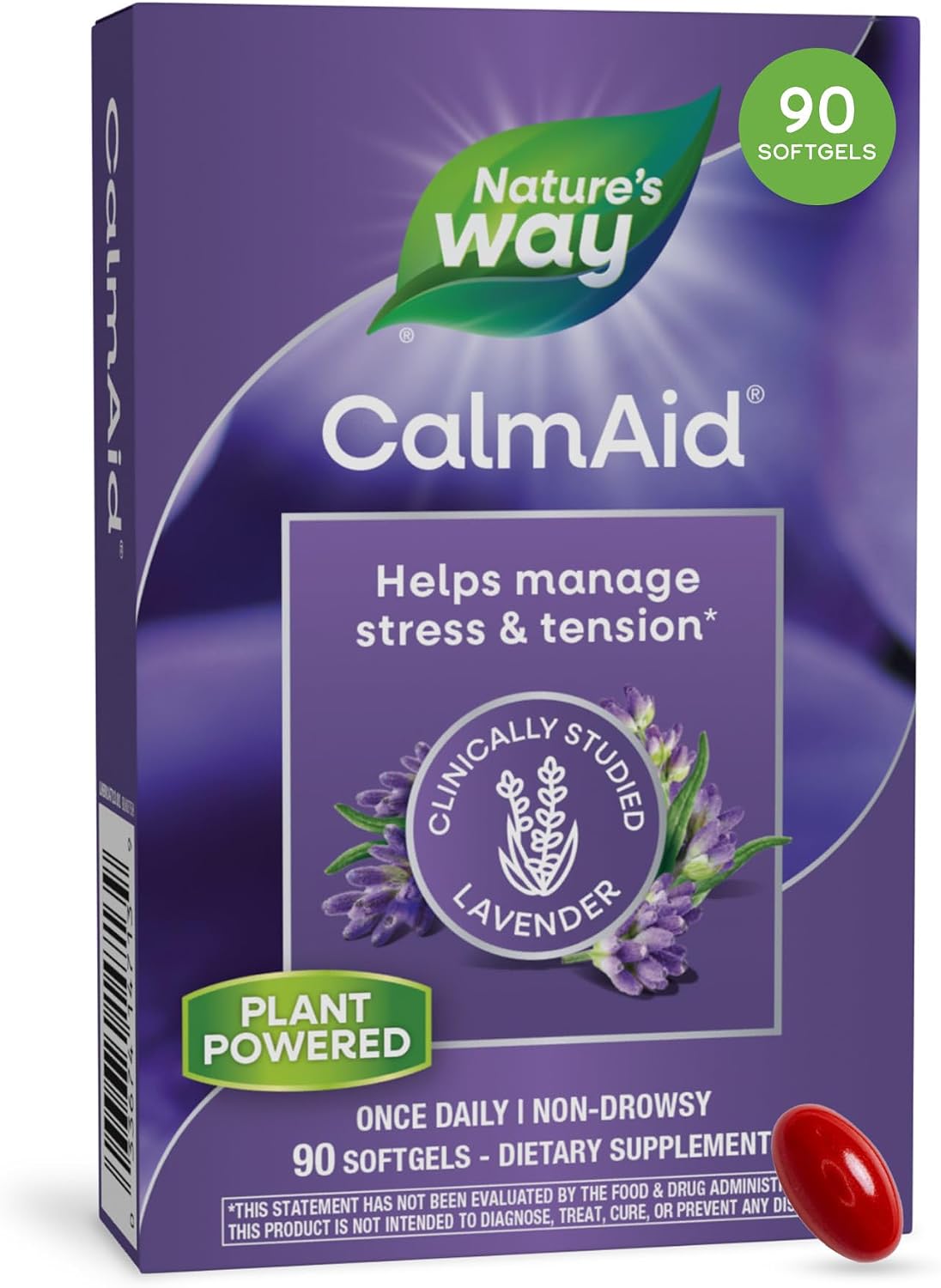 Nature's Way CalmAid Lavender Oil Supplement, Calm & Stress Support*, 90 ct