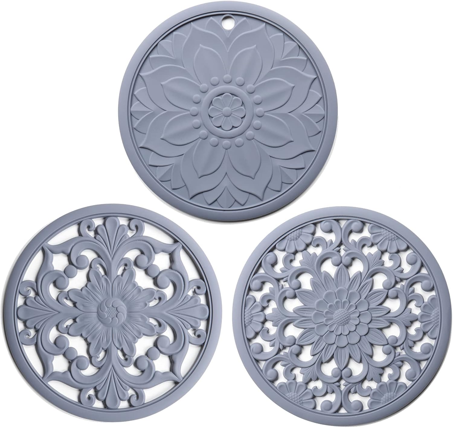 Silicone Trivet 3pcs Heat Resistant Mat Silicone Mat Silicone Coaster Set Multi-Purpose None Slip Table Place Mats For Kitchen Cooking Dining Microwave