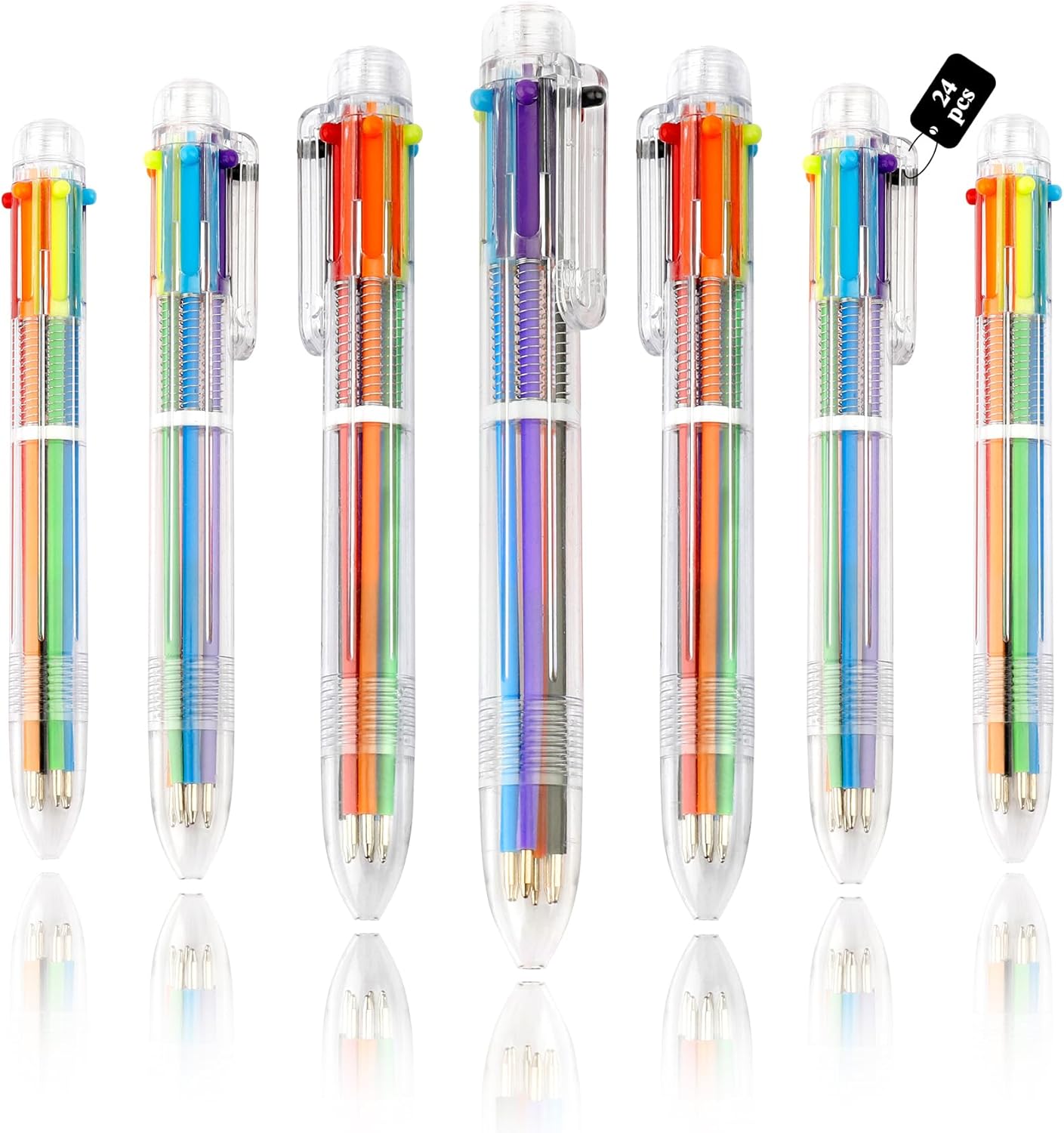 24 Pack Multicolor Pen 0.5mm 6-in-1 Multicolor Ballpoint Retractable Colored Pens for School Office Supplies Birthday Party Favors for Kids Back to School Supplies for Kids Students Children Gift