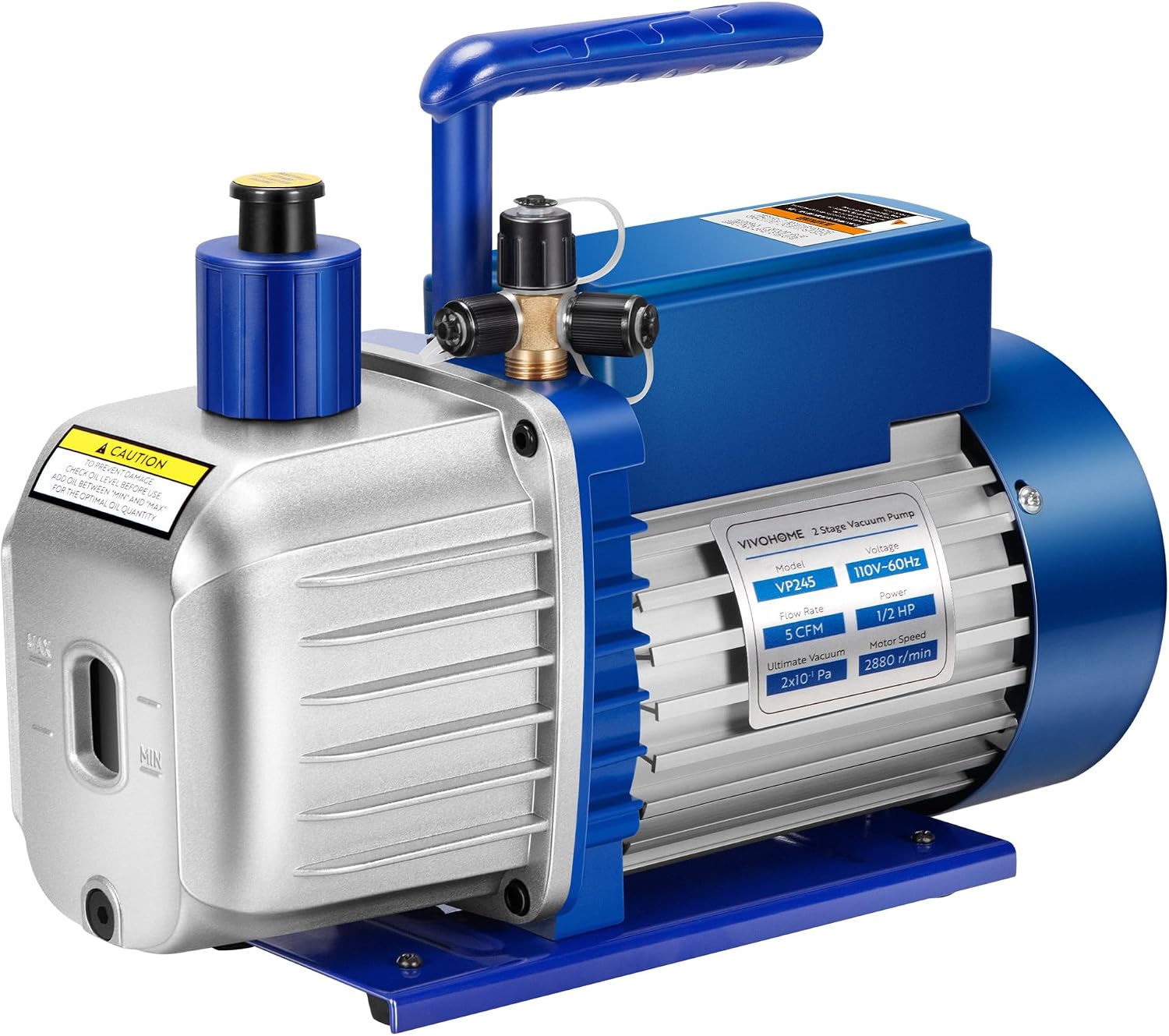 VIVOHOME A2L 1/2 HP 5 CFM 2 Stage HVAC Vacuum Pump with Sparkless Motor