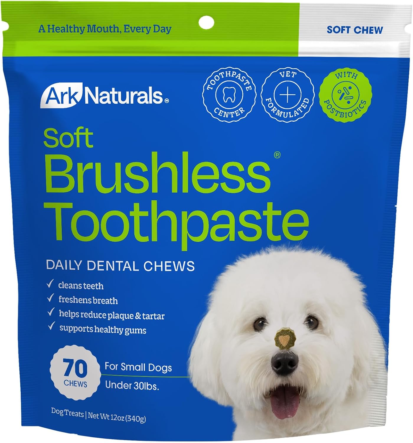 Ark Naturals Soft Brushless Toothpaste Dental Chews - Small Breeds (70 ct)