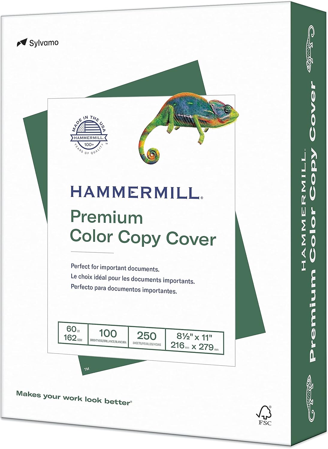 Hammermill Cardstock, Premium Color Copy, 60 lb, 8.5 x 11 - 1 Pack (250 Sheets) - 100 Bright, Made in the USA Card Stock, 122549R , White