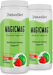 NaturalSlim Magicmag Pure Magnesium Citrate Powder – Stress, Constipation, Muscle, and Heart Support | Natural Strawberry & Lime Flavored Magnesium Supplement - 8oz Drink Mix (2 Pack)