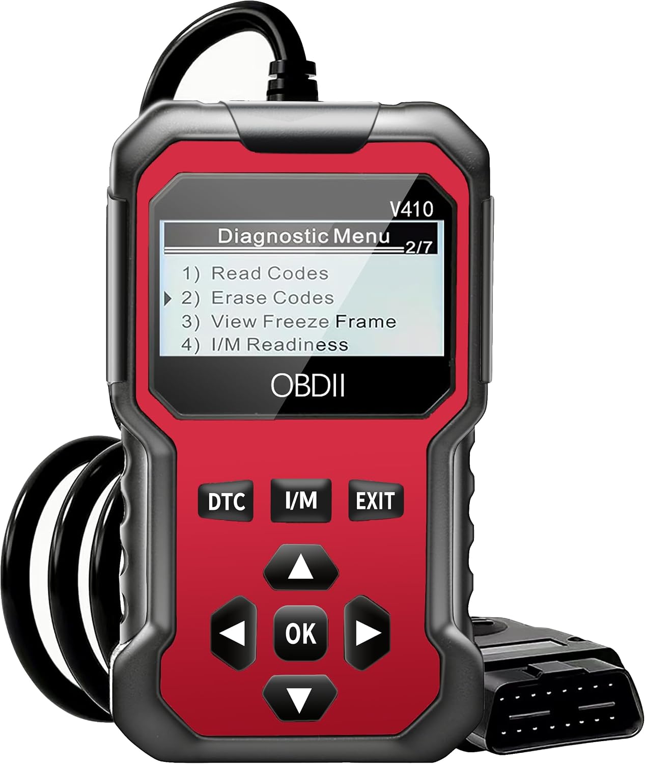 410red-OBD2 Scanner Diagnostic Tool - Quickly Erase Engine Light Fault Code Scanner Tool with Reset, DTC, Data Stream, I/M Readiness, Car & Truck Scan Tool for All Vehicles Since 1996