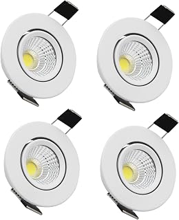 LED Recessed Downlight 110V Dimmable 3WCOB CRI80 LED Spotlight Lamp Daylight 2 inch Down Lights Adjustable Angle Recessed Lighting Kits 5000K-5500K Ceiling Lights Pack of 4 with LED Driver