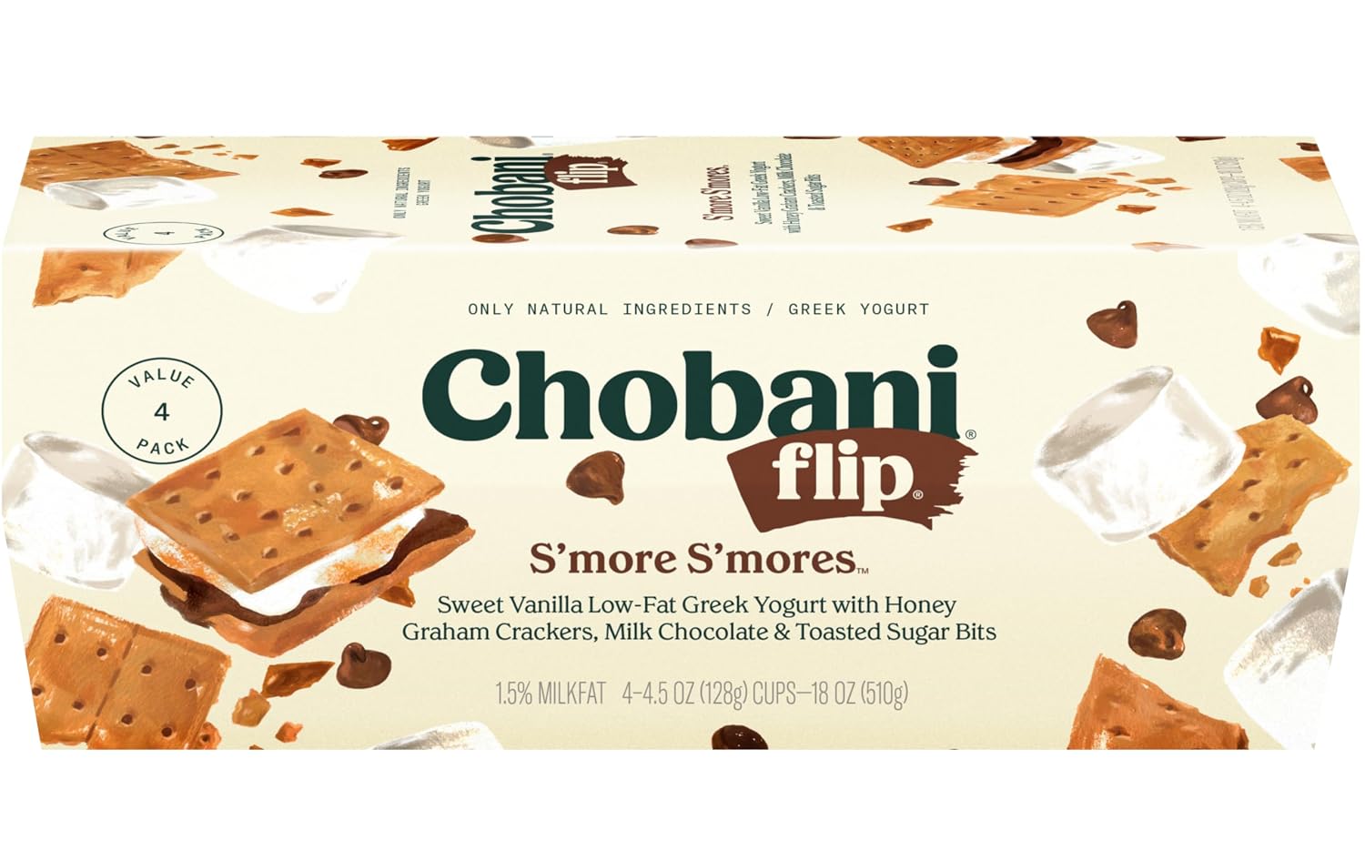 Chobani® Flip® Low-Fat Greek Yogurt Chocolate S'more S'mores 4.5oz 4-pack
