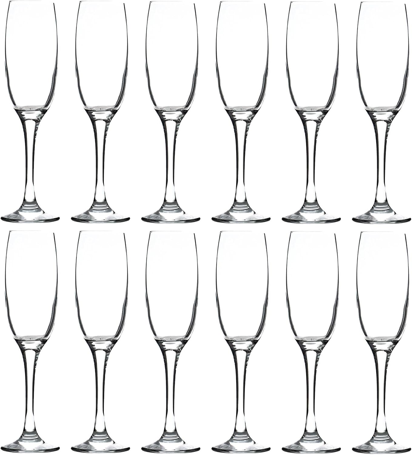 LAV 12x Clear 220ml Venue Glass Champagne Flutes - Reusable Prosecco Wine Wedding Party Drinking Glasses Gift Set