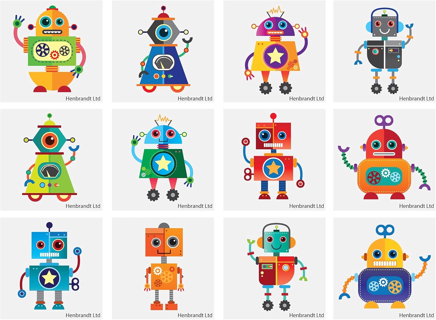 Henbrandt 72 x Robot Temporary Tattoos Children's Birthday Loot Party Bag Filler