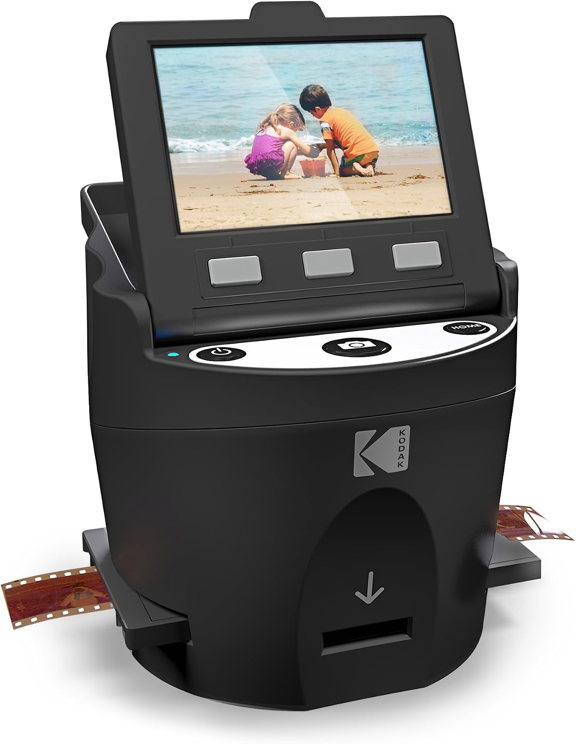 Kodak RODFS35 Digital Film Scanner - Converts 35mm, 126, 110, Super 8 & 8mm Slides & Negatives to JPEG - Includes 3.5-inch LCD & EasyLoad Inserts (Black)