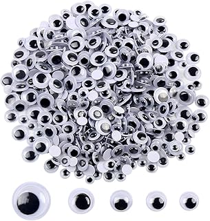 DECORA 500 Pieces 6mm -12mm Black Wiggle Googly Eyes with Self-Adhesive Backs for DIY Crafts Doll Making Sewing Supplies