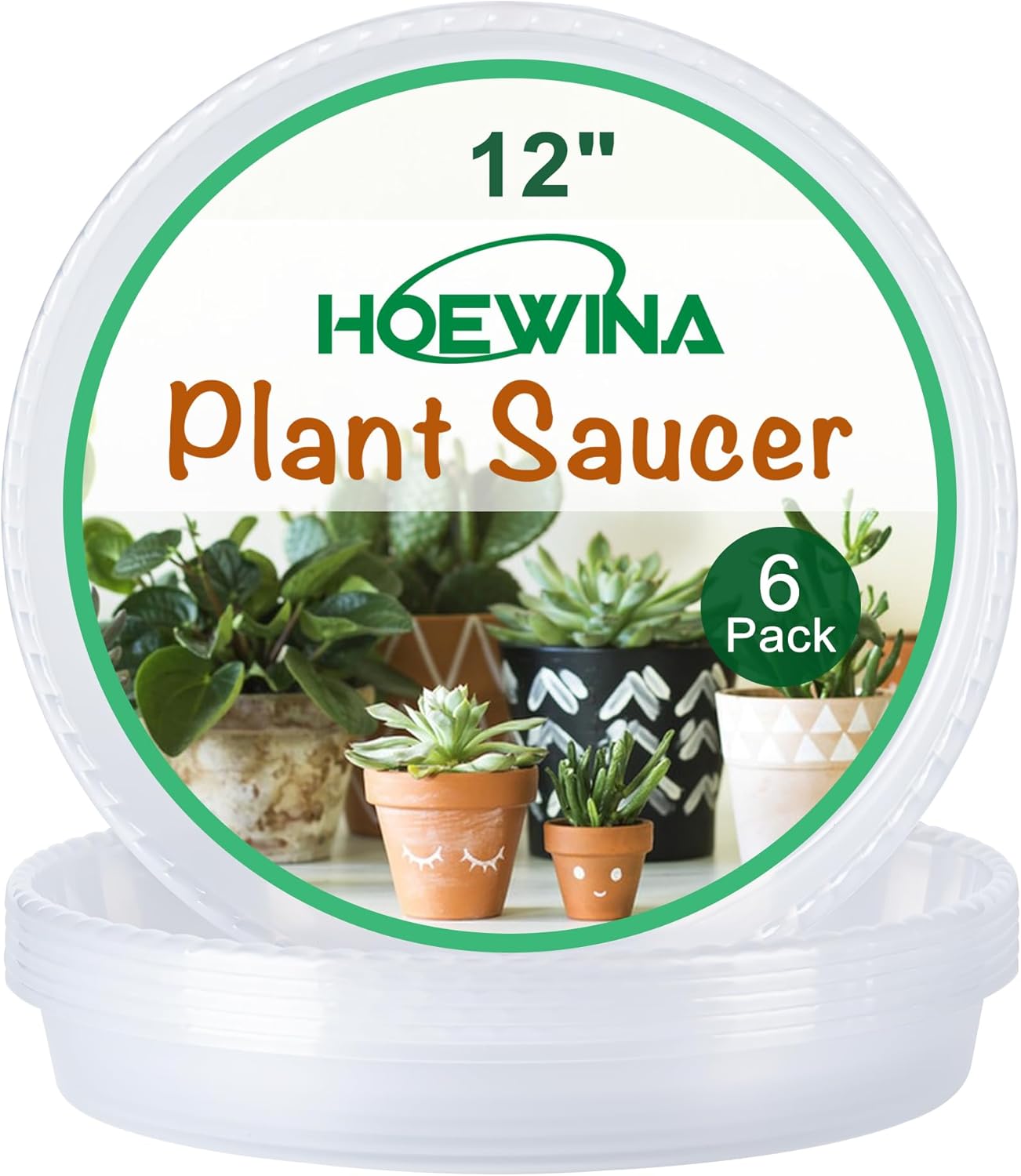 Hoewina 6 Pack of 12 inch Plant Saucer