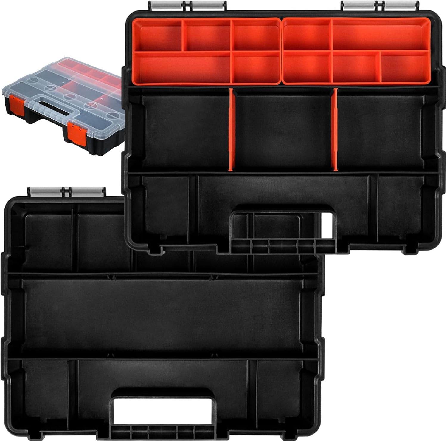 Tool Storage Box, Plastic Hardware Organizer Case with Adjustable and Removable Divider Compartment for Screws Nuts Small Parts
